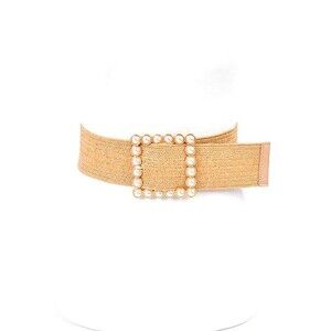 Pearl Buckle Straw Belt
